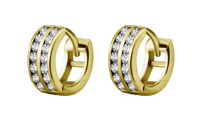 GD 316 HUGGIE HOOP PAVE SETTING 2 ROWS (PAIR) 0,8x10mm WH