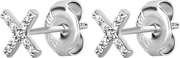 SS 316L X EARSTUDS SET W. CUBIC ZIRCONIA (PAIR) 0,8mm - CR