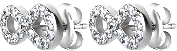 SS316L EAR STUDS SET W. CUBIC ZIRCONIA INFINITY (PAIR) 0,8mm - WH