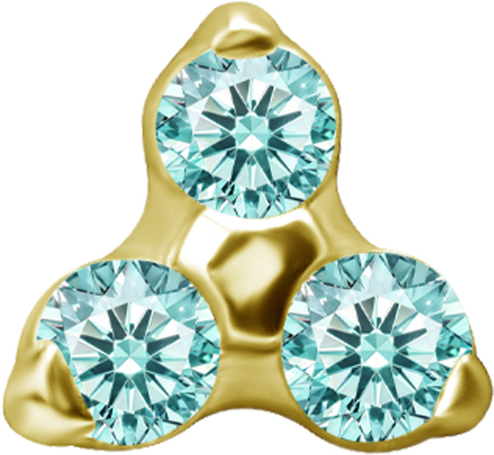 GD TT int TRINITY SET W/LAB CREATED GEMSTONE 1,2x2,5mm 