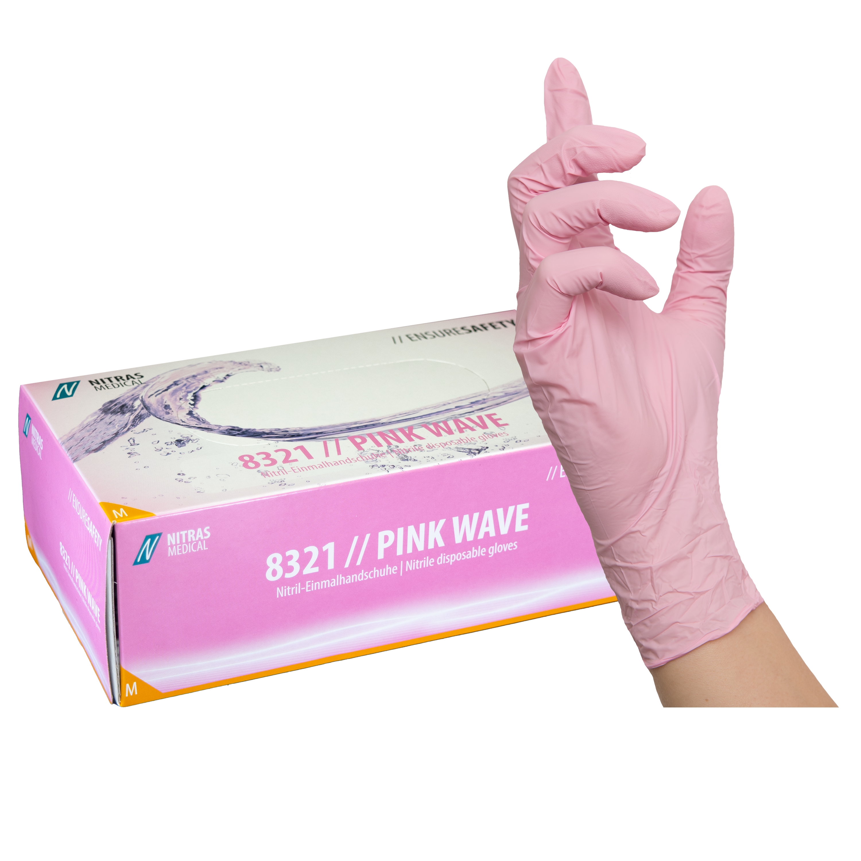 Nitras Pink Wave nitrile gloves - 100 pcs - M