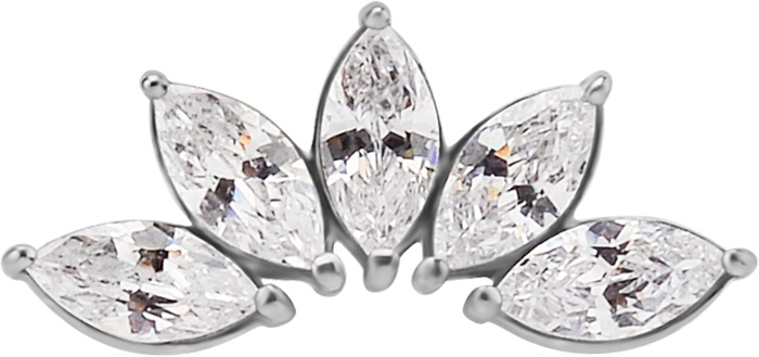 SS 316 int ATTACHMENT 1,2mm CUBIC ZIRCONIA mod. 43L - WH (13mm)