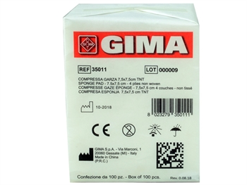 Compresse garza in TNT non sterili 4 veli - 7,5x7,5cm - 100pz