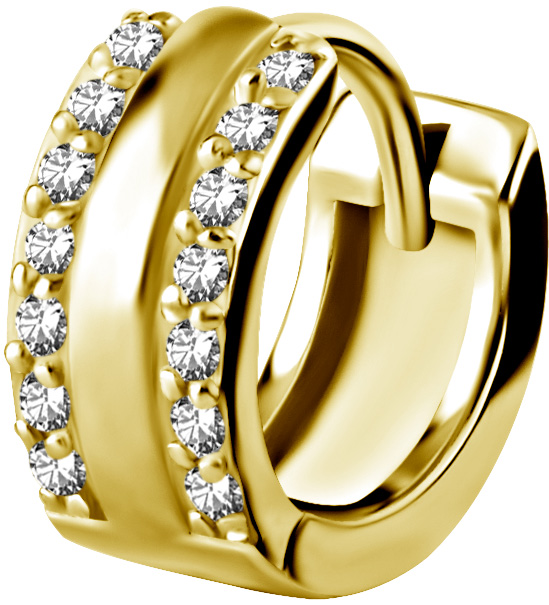 GD 316 HUGGIE HOOP PAVE SETTING 2 ROWS (PAIR) 0,8x10mm WH