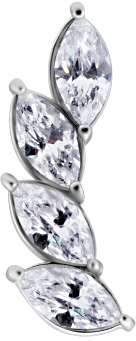 SS 316 int ATTACHMENT 1,2mm CUBIC ZIRCONIA mod. 56L Right - WH (12mm)
